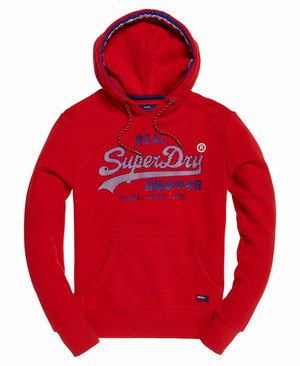 Superdry Vintage Logo Racer Férfi Kapucnis Pulóver Piros | PJLOI5648